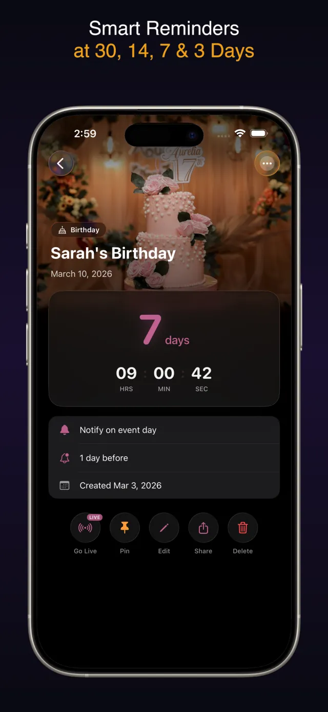 Import birthdays from iPhone contacts into countdown app — DayDrop automatic birthday reminders