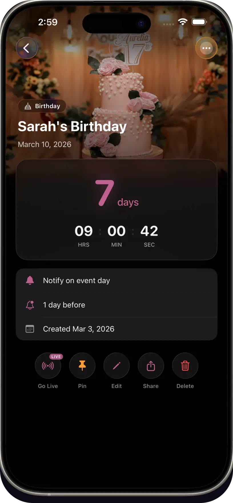 Import birthdays from iPhone contacts into countdown app — DayDrop automatic birthday reminders