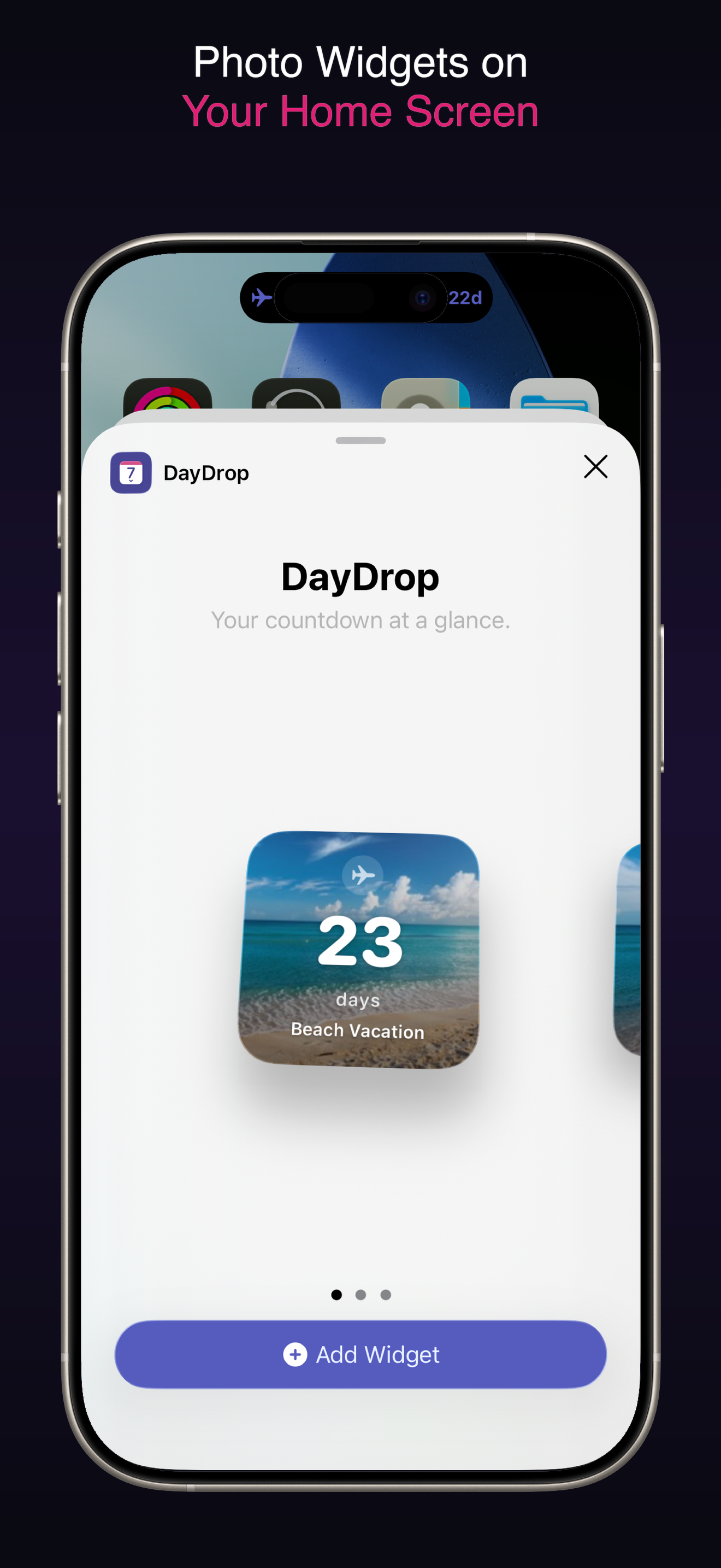 Apple Watch countdown app with AI-generated event background — DayDrop Watch AI sync